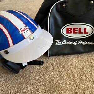 Bell Custom 500 Six Day Steve McQueen Helmet - Blue/White/Red- Large